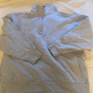 Athleta Gray Half-Zip Women Pullover with thumbhole and pockets